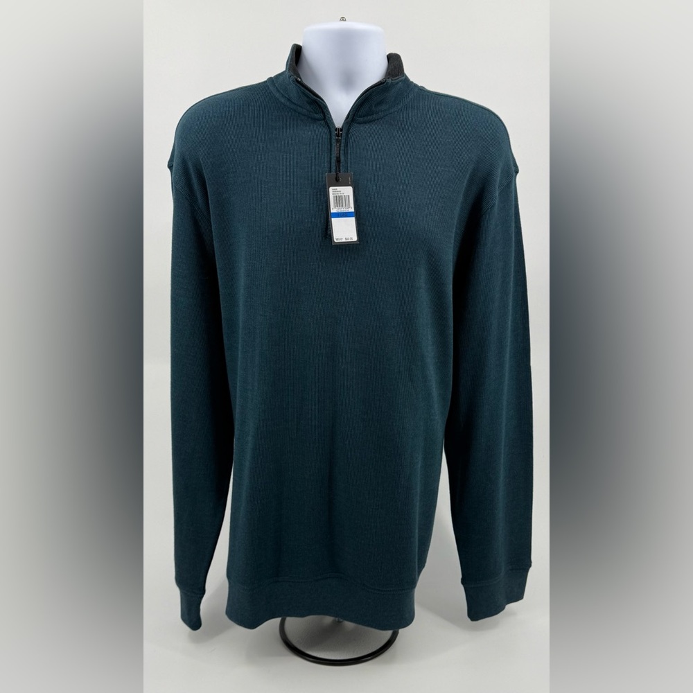 Van Heusen “Modern Quarter‎ Zip” Heather Turquoise Pullover Sweater Mens XL NWT